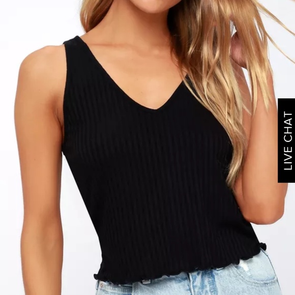 Lulu's Black Ribbed Tank Top - Picture 2 of 5